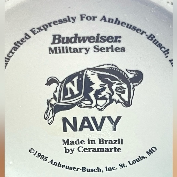 Vintage 1995 Budweiser Salutes The Navy Military Series Stein Mug - Picture 5 of 5